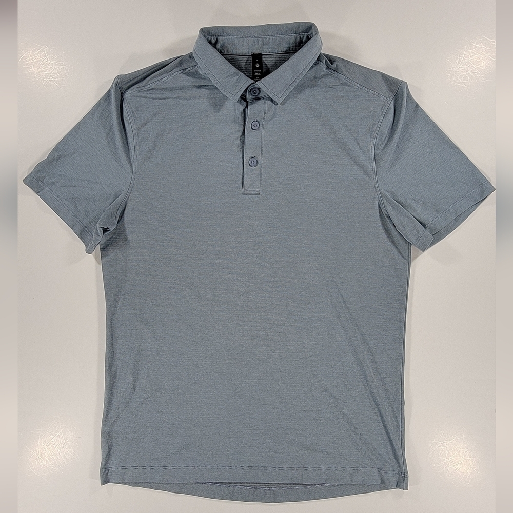 Lululemon Shirt Men's Medium Blue Evolution Polo Active Stretch Short Sleeve - Picture 1 of 9